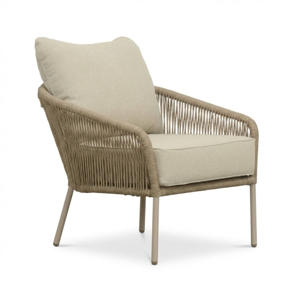 Mara low dining tuinstoel | touw + aluminium | Sandstone