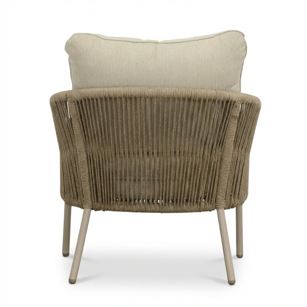 Mara low dining tuinstoel | touw + aluminium | Sandstone