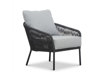 Mara low dining tuinstoel | touw + aluminium | Stone Grey
