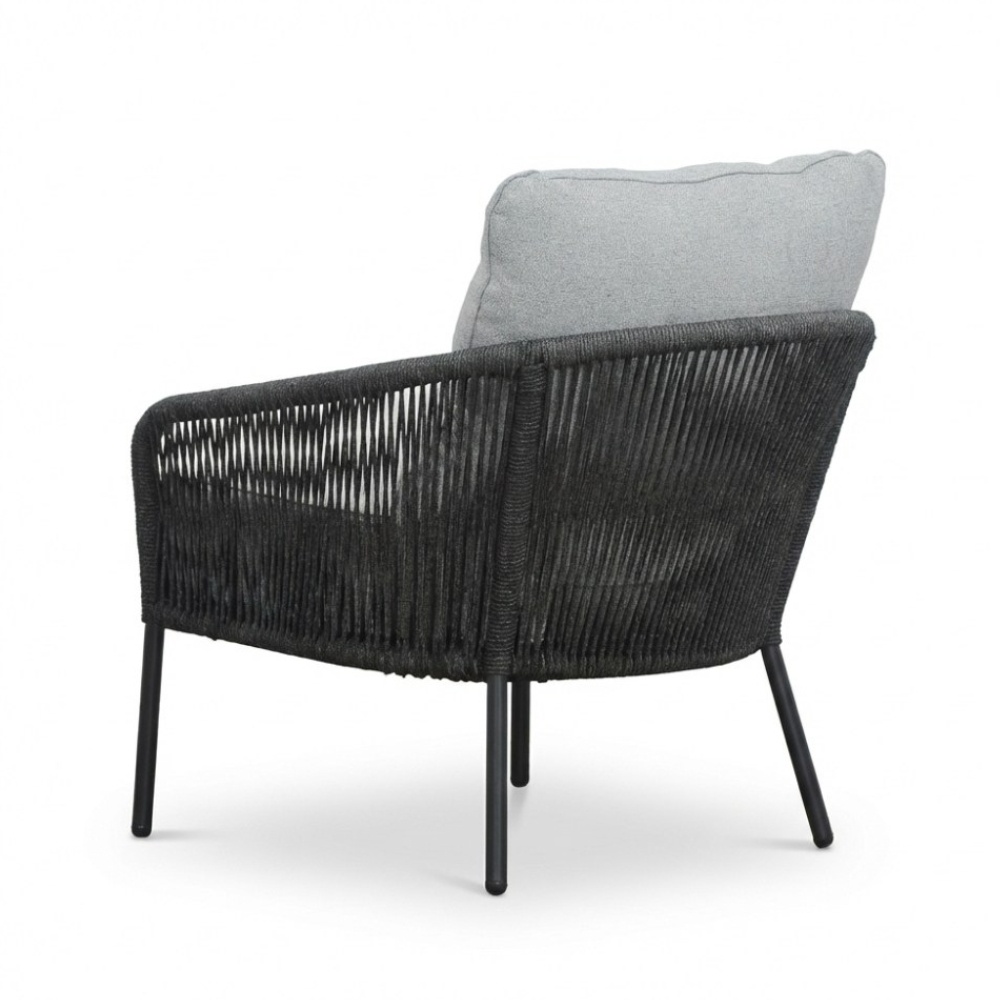 Mara low dining tuinstoel | touw + aluminium | Stone Grey