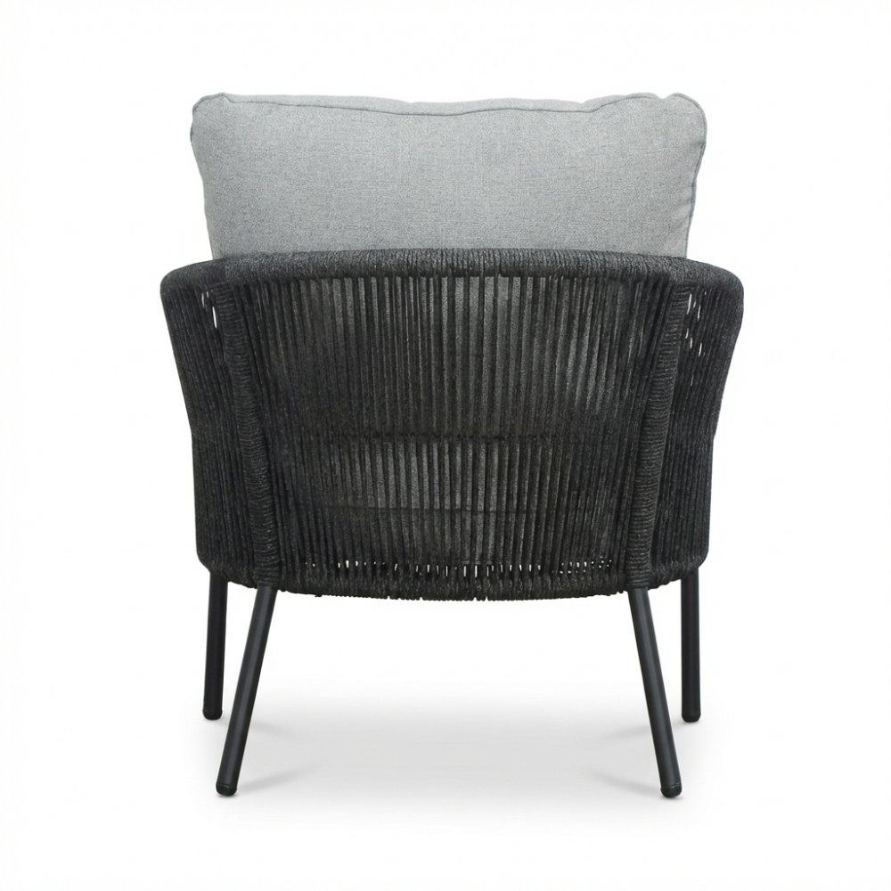Mara low dining tuinstoel | touw + aluminium | Stone Grey
