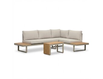 Melbourne chaise longue balkon loungeset 4 personen | aluminium + polywood | beige | 3-delig - 250x175cm