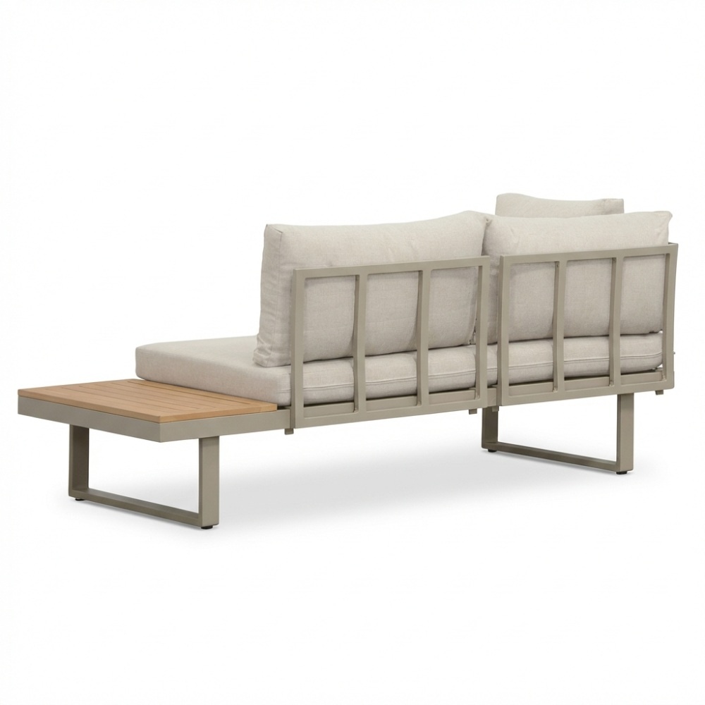 Melbourne chaise longue balkon loungeset 4 personen | aluminium + polywood | beige | 3-delig - 250x175cm