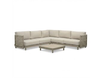 Mendoza hoek loungeset 5 personen | aluminium + touw | beige | 4-delig - 266x266cm