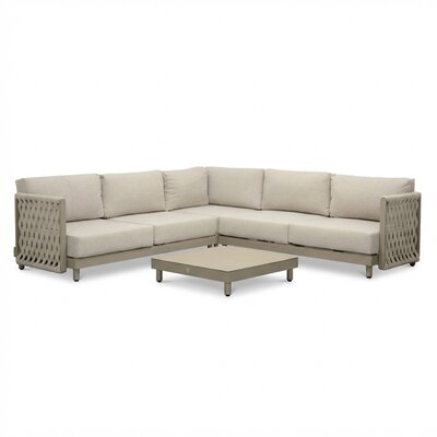 Mendoza hoek loungeset 5 personen | aluminium + touw | beige | 4-delig - 266x266cm