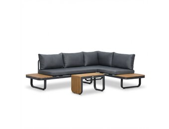 Montreal chaise longue balkon loungeset 4 personen | aluminium + polywood | antraciet | 3-delig