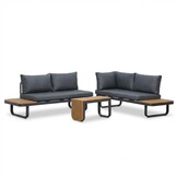 Montreal chaise longue balkon loungeset 4 personen | aluminium + polywood | antraciet | 3-delig