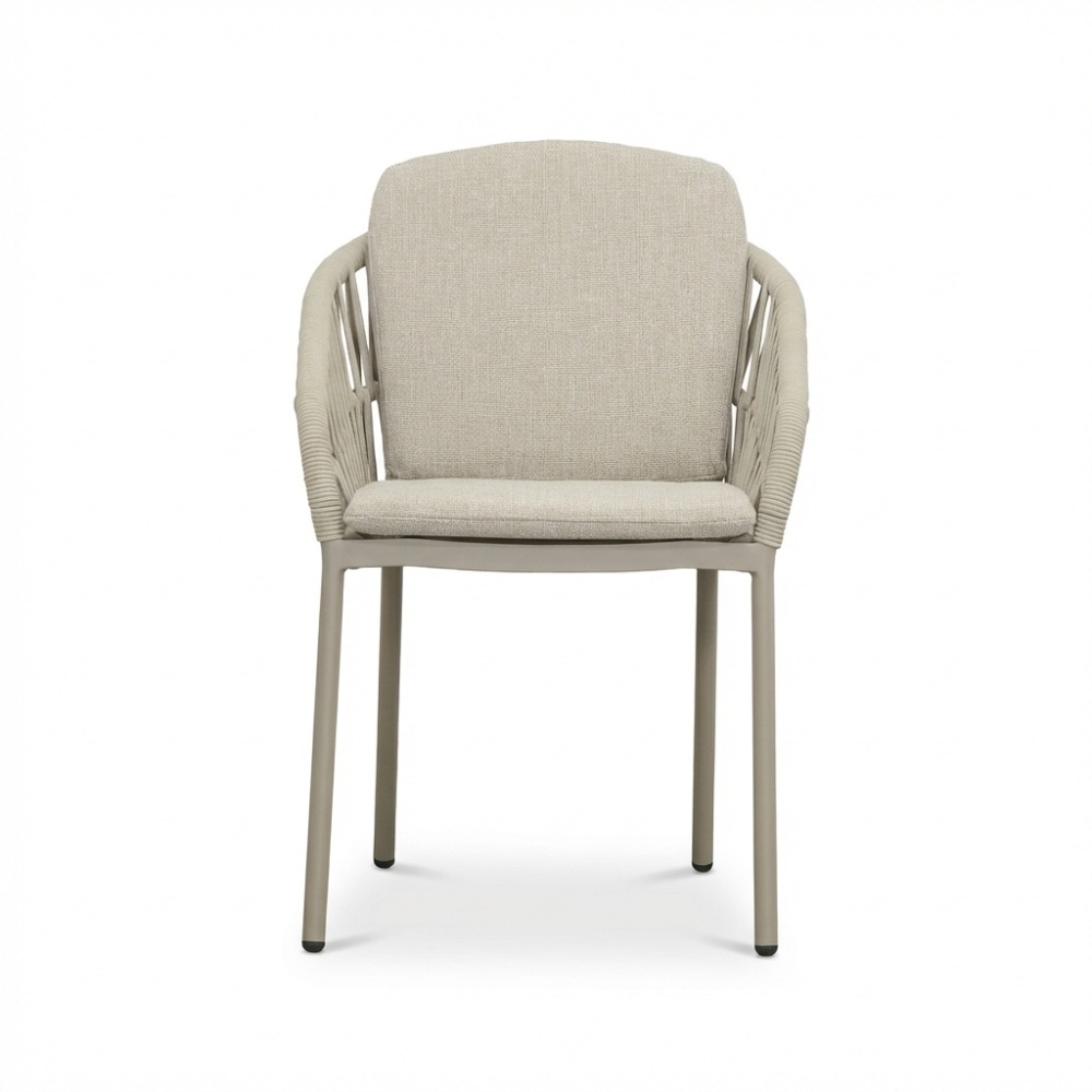 Mykonos dining tuinstoel | touw + aluminium | beige