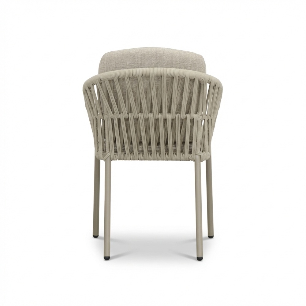 Mykonos dining tuinstoel | touw + aluminium | beige
