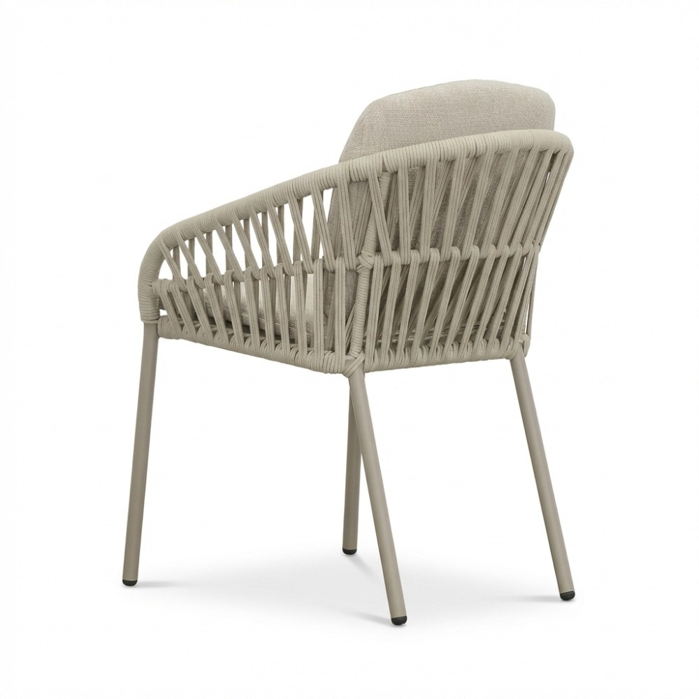 Mykonos dining tuinstoel | touw + aluminium | beige