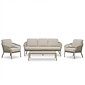 LUX outdoor living Mykonos stoel-bank loungeset 5 personen incl. tafel | aluminium + touw | beige | 4-delig