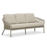 Mykonos stoel-bank loungeset 5 personen incl. tafel | aluminium + touw | beige | 4-delig