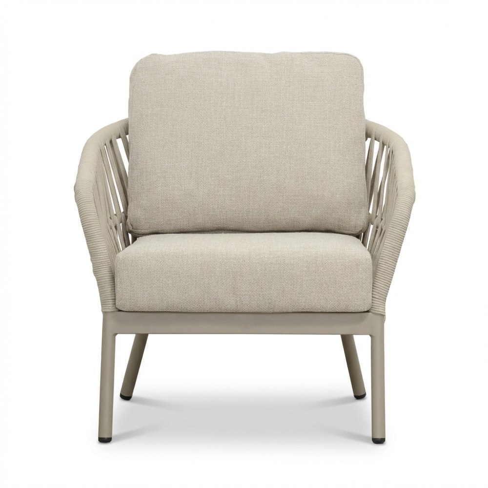 Mykonos stoel-bank loungeset 5 personen | aluminium + touw | beige | 3-delig