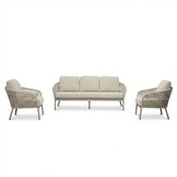 Mykonos stoel-bank loungeset 5 personen | aluminium + touw | beige | 3-delig