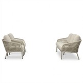 Mykonos stoel-bank loungeset 5 personen | aluminium + touw | beige | 3-delig