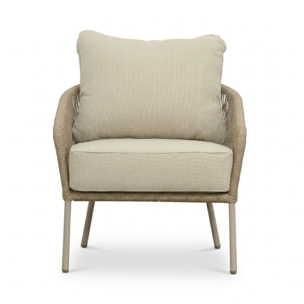 Mara low dining tuinstoel | touw + aluminium | Sandstone