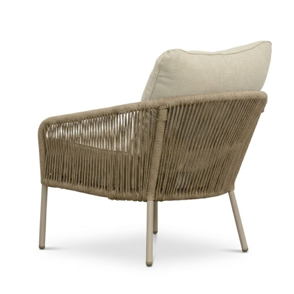 Mara low dining tuinstoel | touw + aluminium | Sandstone