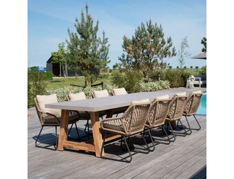 Veltis/Portofino Sahara Dust dining tuinset | 8 personen | betonlook + touw | 300cm