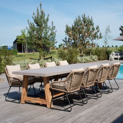 Veltis/Portofino Sahara Dust dining tuinset | 8 personen | betonlook + touw | 300cm
