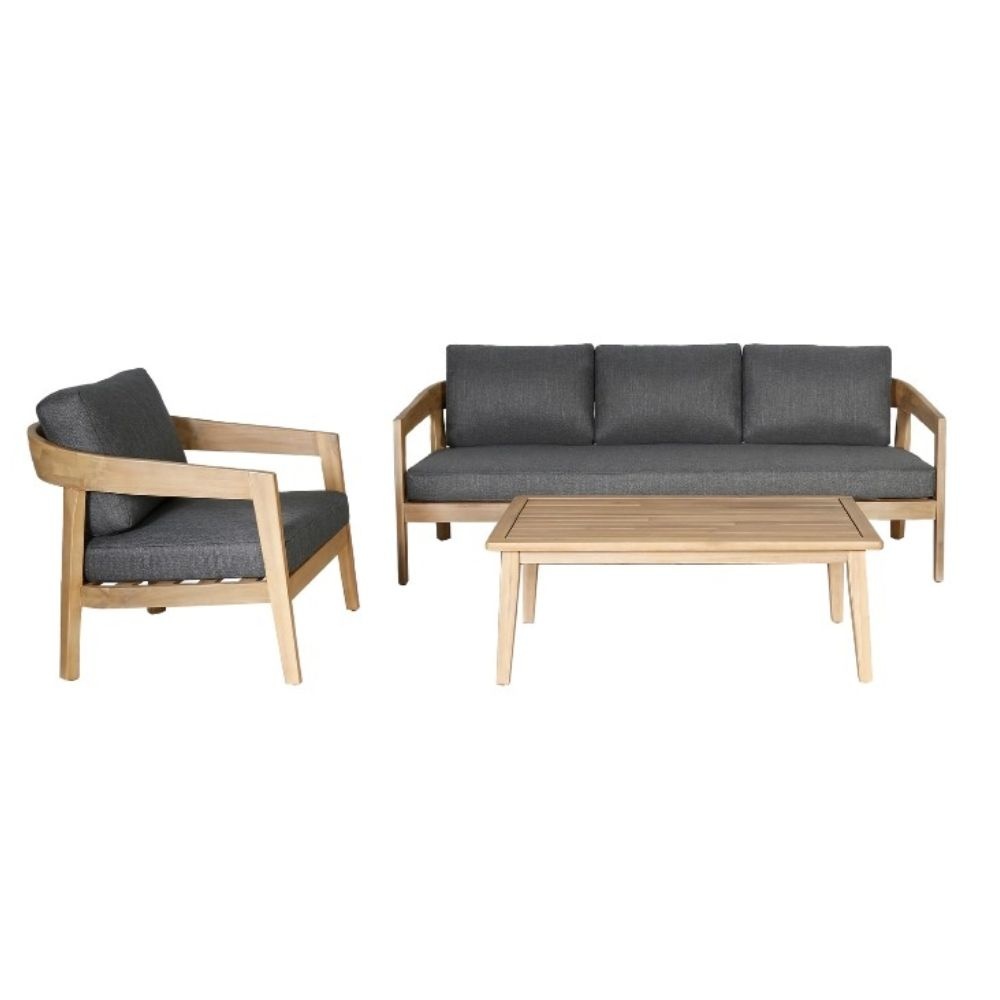 Santa Cruz stoel-bank loungeset 4 personen | hardhout | Light Teaklook | 4-delig