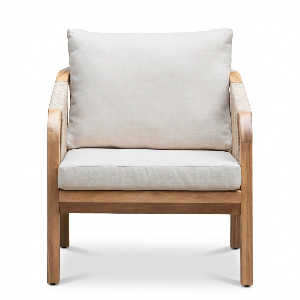 Bergamo stoel-bank loungeset 5 personen incl. tafels | touw + hardhout | zand | 6-delig