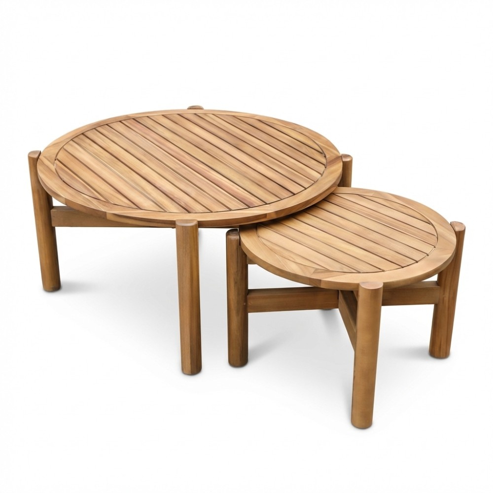 Bergamo loungetafel set van 2 | hardhout | Light Teak Look afbeelding