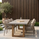 Lausanne/Dakota beige dining tuinset | 6 personen | betonlook + touw | 250cm
