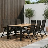 Manchester Natural/Norali antraciet dining tuinset | 6 personen | polywood + textileen | 205cm