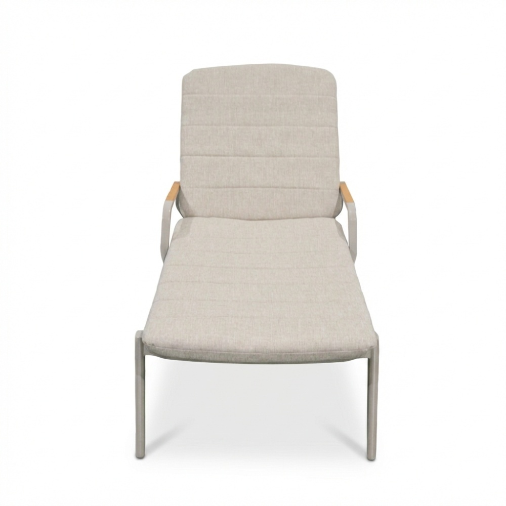 Malta ligbed beige | aluminium + teak | beige | 186cm