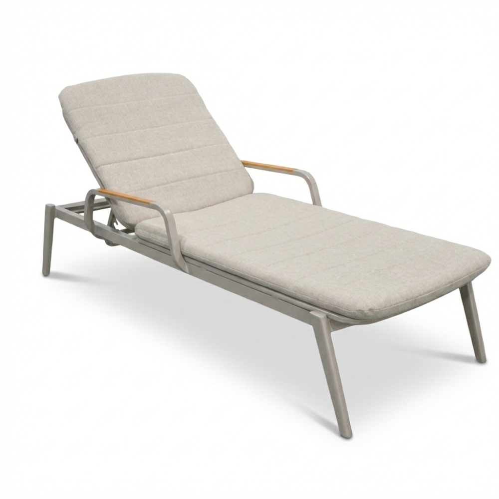 Malta ligbed beige | aluminium + teak | beige | 186cm