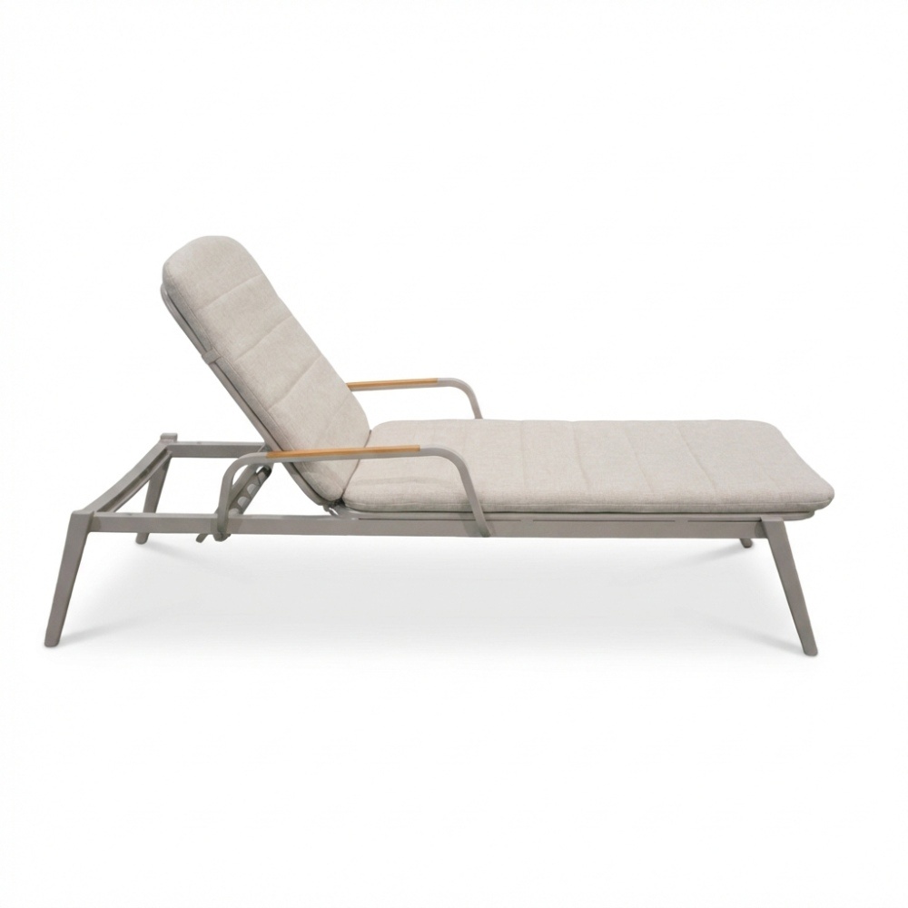 Malta ligbed beige | aluminium + teak | beige | 186cm