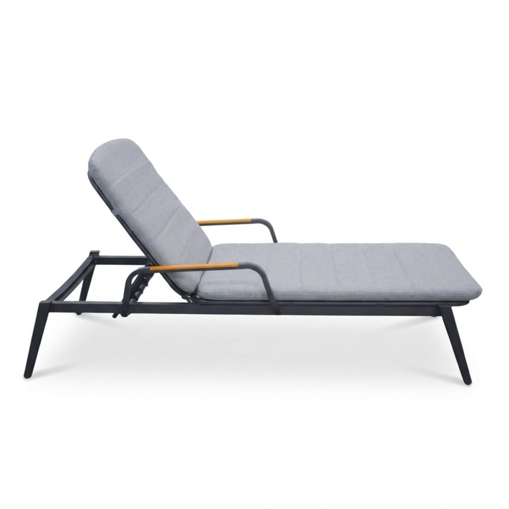 Malta ligbed antraciet | aluminium + teak | antraciet | 186cm