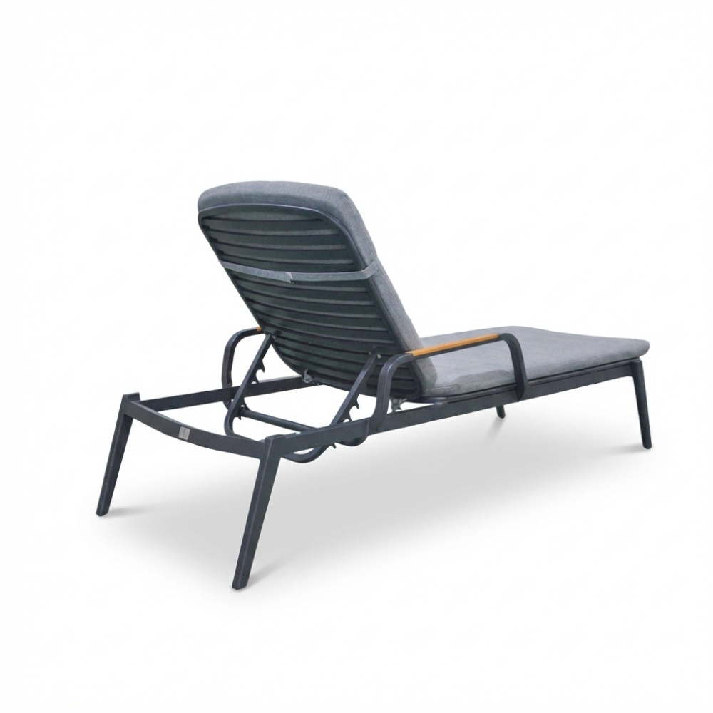 LUX outdoor living Malta ligbed antraciet - aluminium + teak - antraciet - 186cm