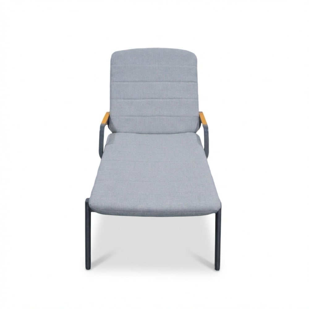 Malta ligbed antraciet | aluminium + teak | antraciet | 186cm