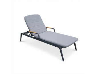 Malta ligbed antraciet | aluminium + teak | antraciet | 186cm