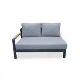 Marbella hoek loungeset antraciet 5 personen | aluminium + teak | antraciet | 4-delig - 222x222cm