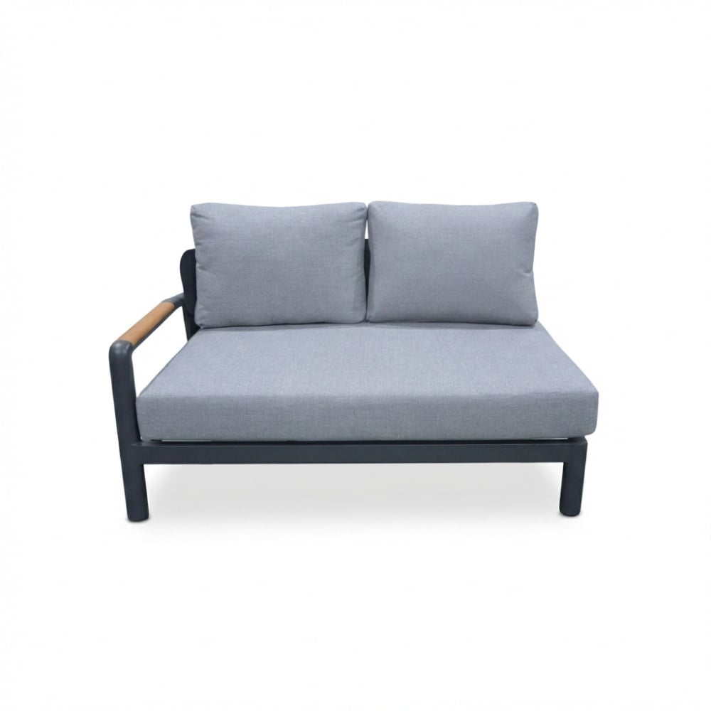 Marbella hoek loungeset antraciet 5 personen | aluminium + teak | antraciet | 4-delig - 222x222cm