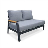Marbella hoek loungeset antraciet 5 personen | aluminium + teak | antraciet | 4-delig - 222x222cm