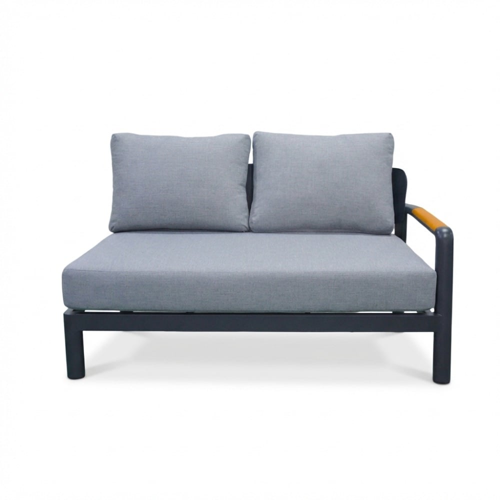 Marbella hoek loungeset antraciet 5 personen | aluminium + teak | antraciet | 4-delig - 222x222cm