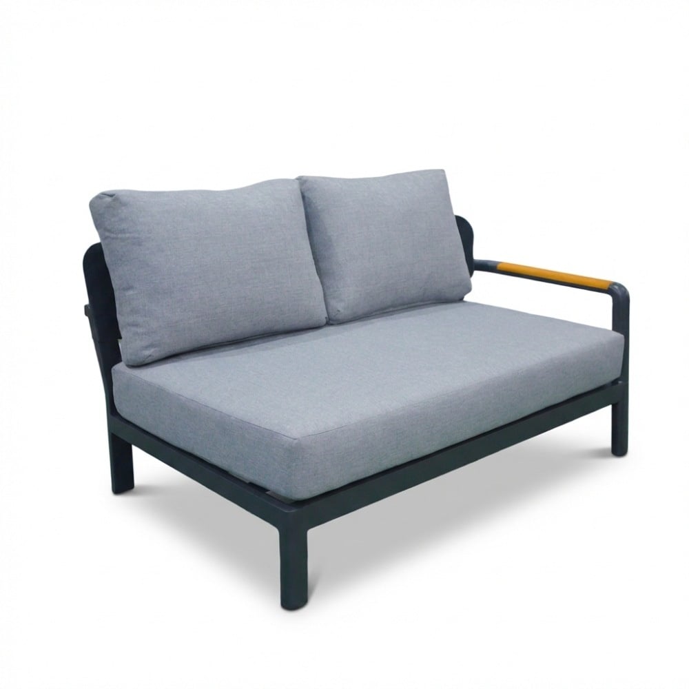 Marbella hoek loungeset antraciet 5 personen | aluminium + teak | antraciet | 4-delig - 222x222cm