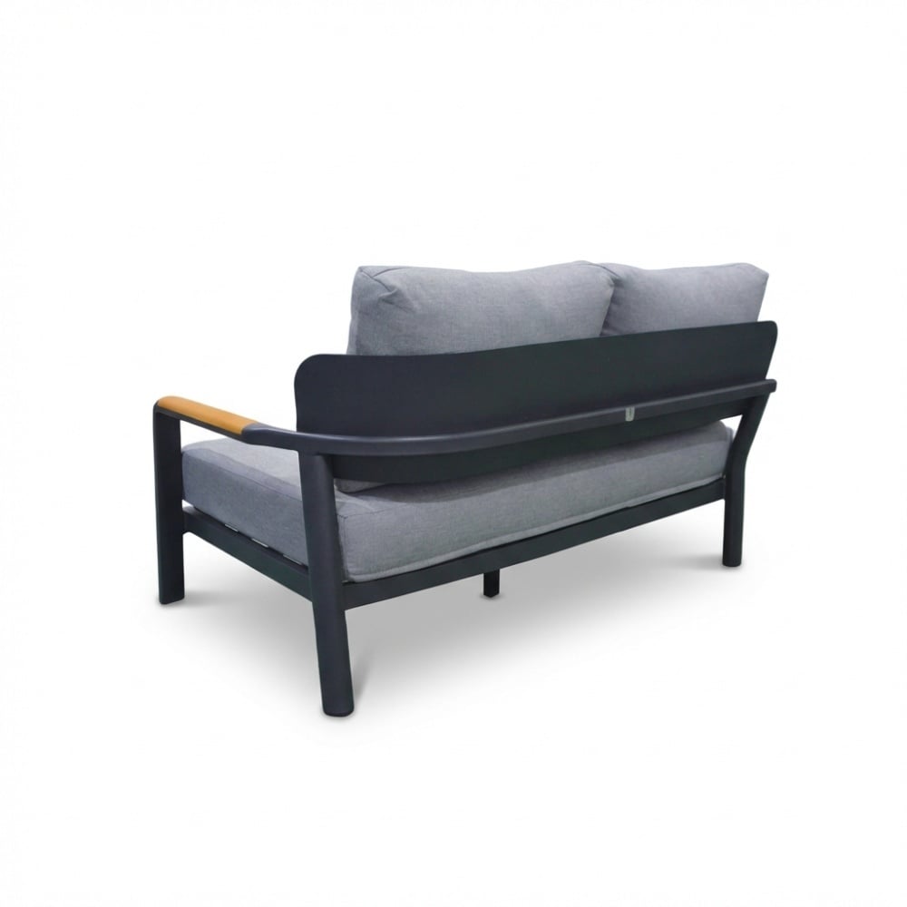 Marbella hoek loungeset antraciet 5 personen | aluminium + teak | antraciet | 4-delig - 222x222cm