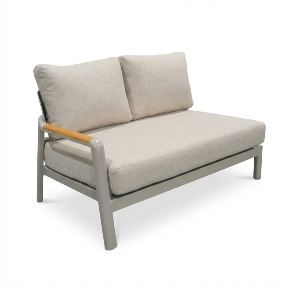 Marbella hoek loungeset beige 5 personen | aluminium + teak | beige | 4-delig - 222x222cm