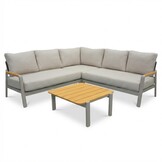 Marbella hoek loungeset beige 5 personen | aluminium + teak | beige | 4-delig - 222x222cm