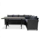 Stockholm dining loungeset 6 personen | wicker + polywood | zwart/Natural Wood | 3-delig - 245x169cm