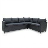 Stockholm dining loungeset 6 personen | wicker + polywood | zwart/Natural Wood | 3-delig - 245x169cm