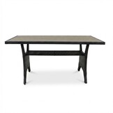 Stockholm dining loungeset 6 personen | wicker + polywood | zwart/Natural Wood | 3-delig - 245x169cm