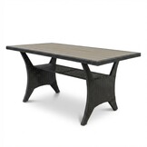 Stockholm dining loungeset 6 personen | wicker + polywood | zwart/Natural Wood | 3-delig - 245x169cm