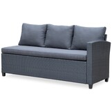 Stockholm dining loungeset 6 personen | wicker + polywood | zwart/Natural Wood | 3-delig - 245x169cm