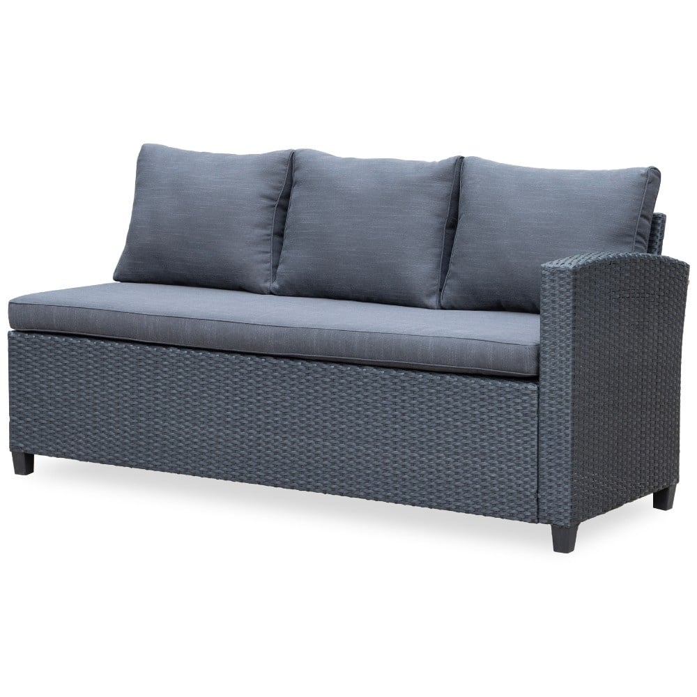 Stockholm dining loungeset 6 personen | wicker + polywood | zwart/Natural Wood | 3-delig - 245x169cm