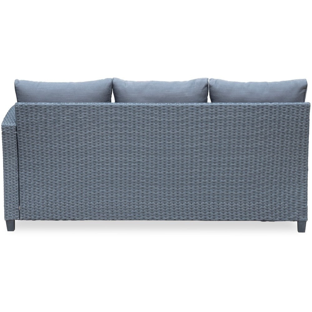 Stockholm dining loungeset 6 personen | wicker + polywood | zwart/Natural Wood | 3-delig - 245x169cm